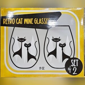 Retro Cat Wine Glasses